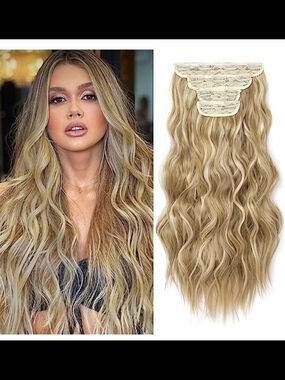 Echo Wavy Clip-In Extensions - Honey Blonde with Ash Accents